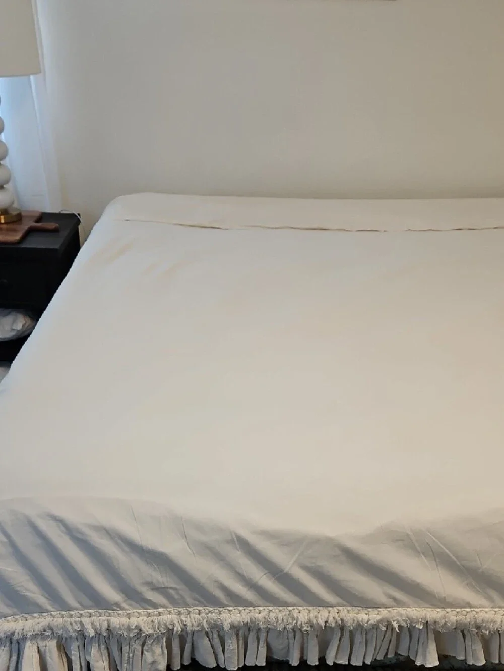 Anthropologie Cream Ruffled Duvet Cover